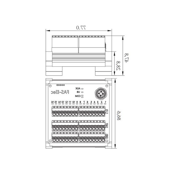 IP20、IO-Link Hub、PNP、16DI、端子式模块、00BH12