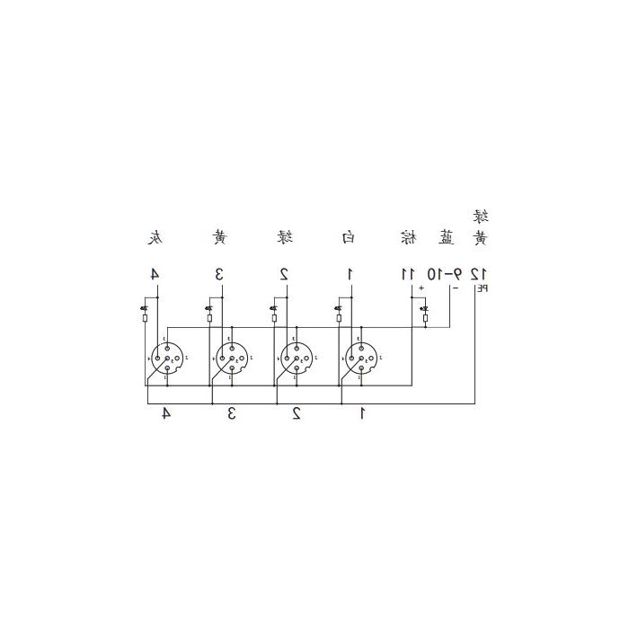 M12分线盒、单通道、NPN、4端口分体式、带LED、M23集成接口基座、24N4CT